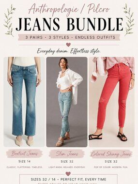 Anthropologie Pilcro Jeans Bundle Size 32/14 | 3 Pairs Denim
